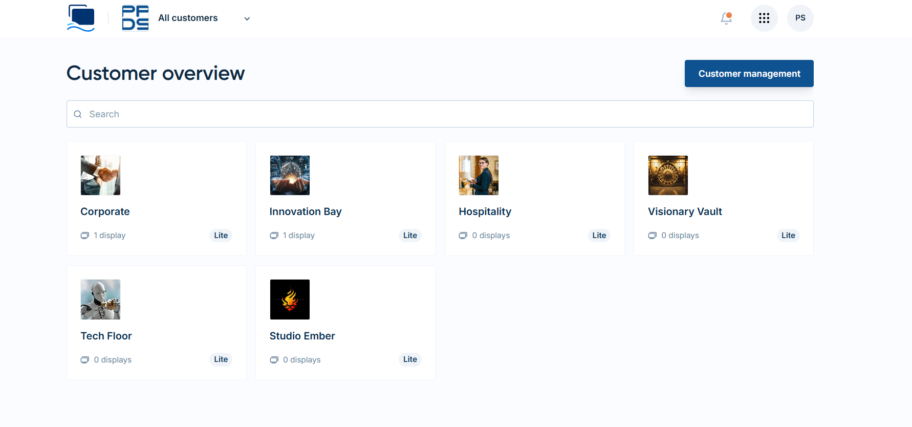 Customer overview interface